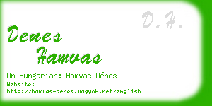 denes hamvas business card